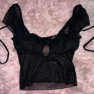 Short sleeve mesh coquette milk maid top! I AM GIA